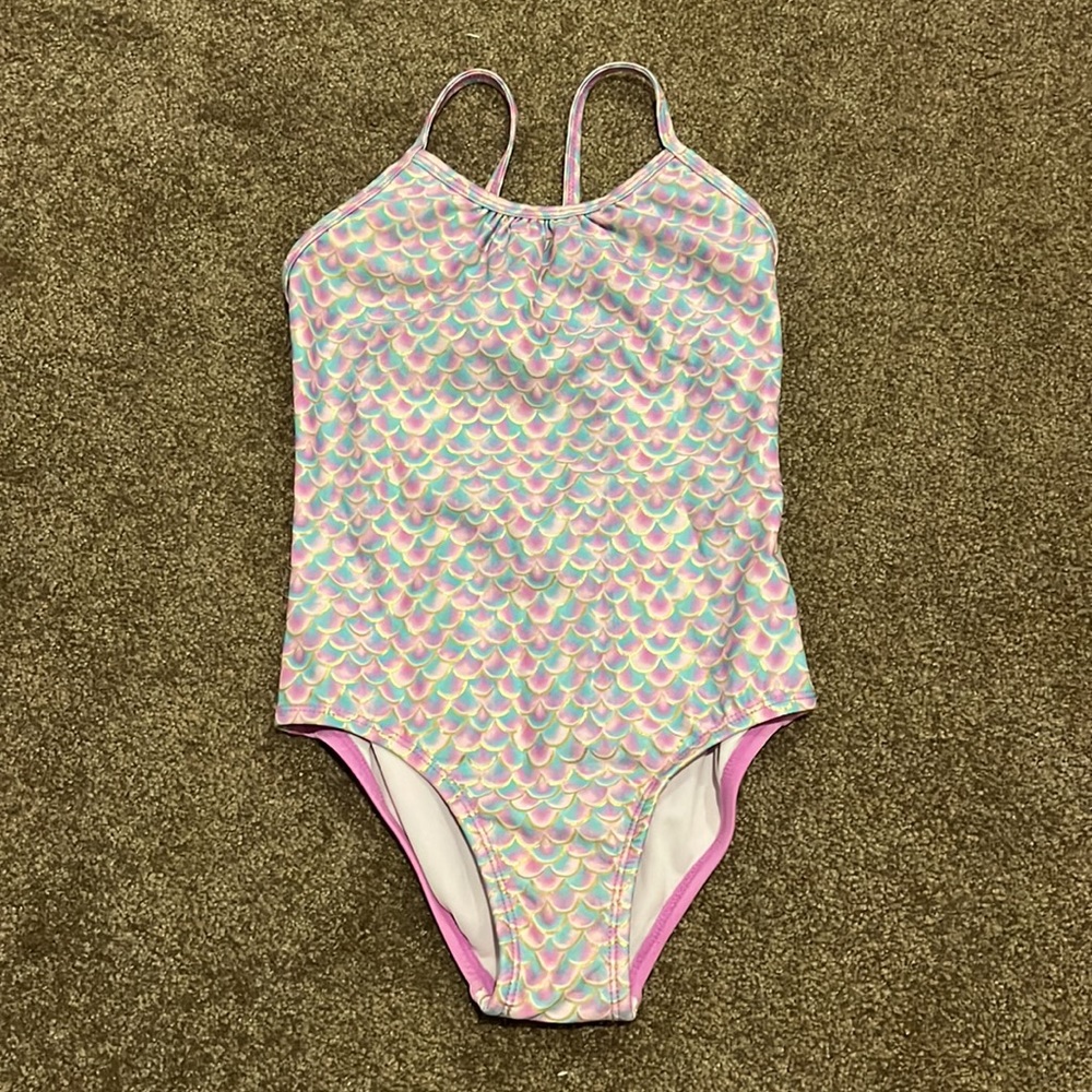 Mermaid Scale One Piece and Matching Rash Guard Top - Picture 2 of 4